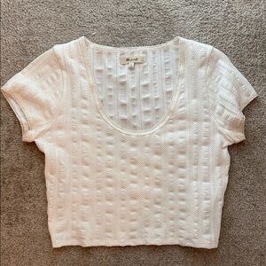 Madewell Cream Textured Short Sleeve Top